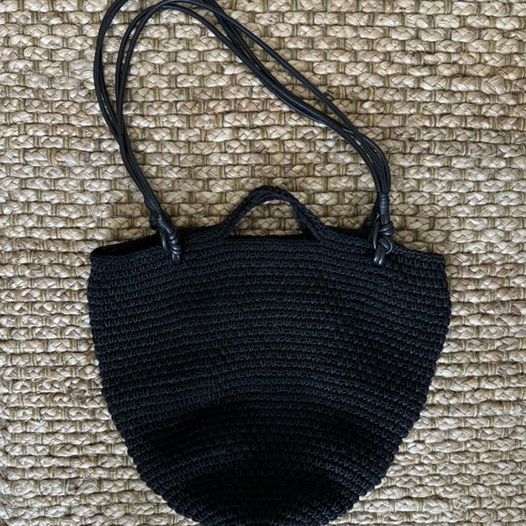 CLEOBELLA CROCHET LEATHER BASKET BAG•BLACK - Picture 2 of 10